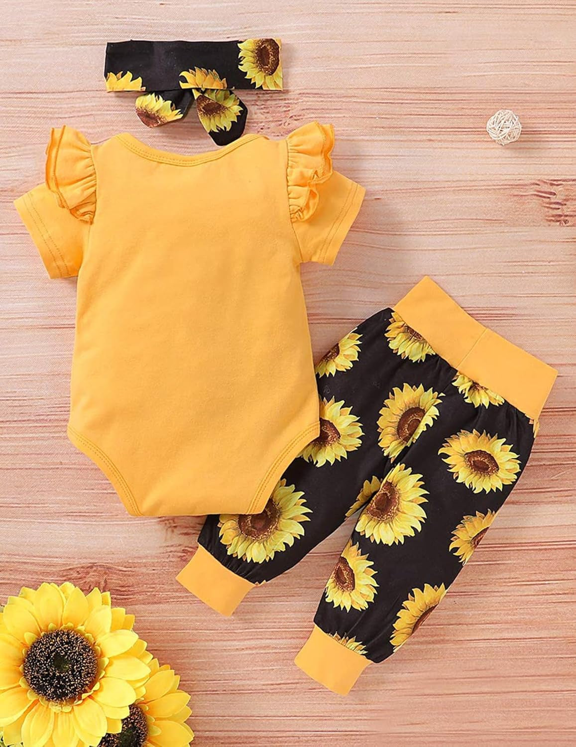 Newborn Baby Girl Clothes Infant Baby Ruffle Romper +Pants + Headband 3 PCS Outfits Set