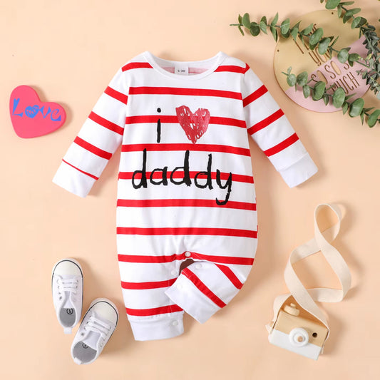 Baby Boy/Girl 95% Cotton Long-Sleeve Love Heart Letter Print Stars/Striped Jumpsuit