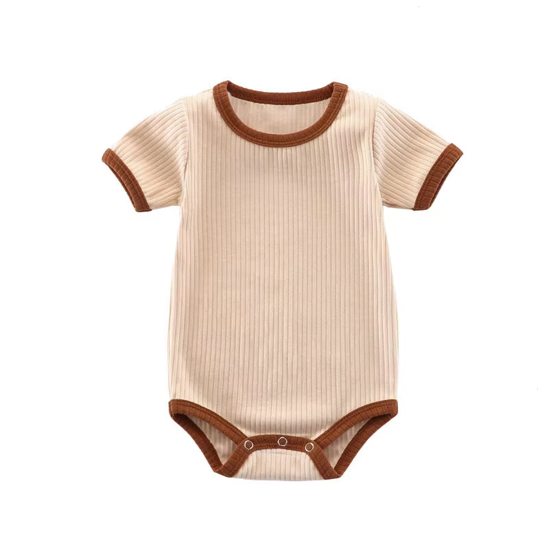 SoftNest – Ribbed Cotton Short Sleeve Romper for Newborns